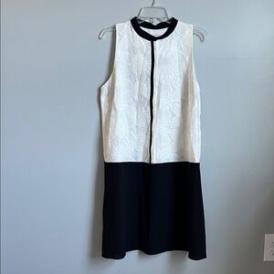 LOFT Black and White Floral Lace Mini Dress